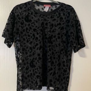 NWOT Black Sheer Leopard Top